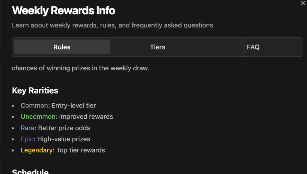 Tier để nhận reward