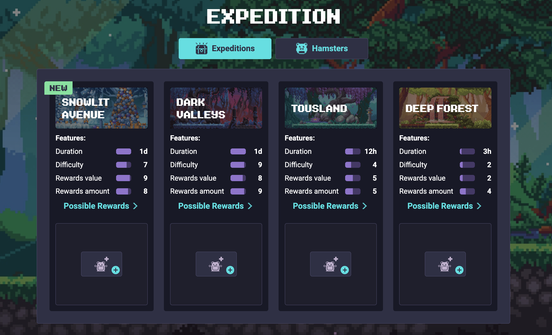 Gửi hamster đi thám hiểm, PvP, loot parts